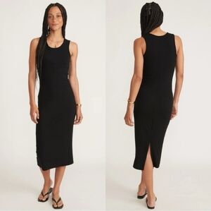 Marine Layer Lexi Daytime Dress Black Rib Micromodal Stretch Women's Size Small